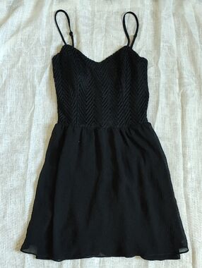 Candie's Black Mini Dress with Textured Bodice